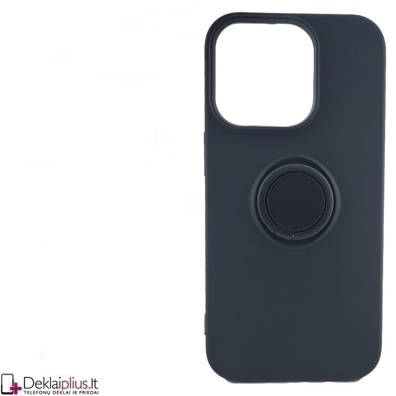 Silikoninis dėklas su žiedu - juodas (Apple Iphone 16 Pro) Silikoninis dėklas su žiedu - juodas (Apple Iphone 16 Pro)